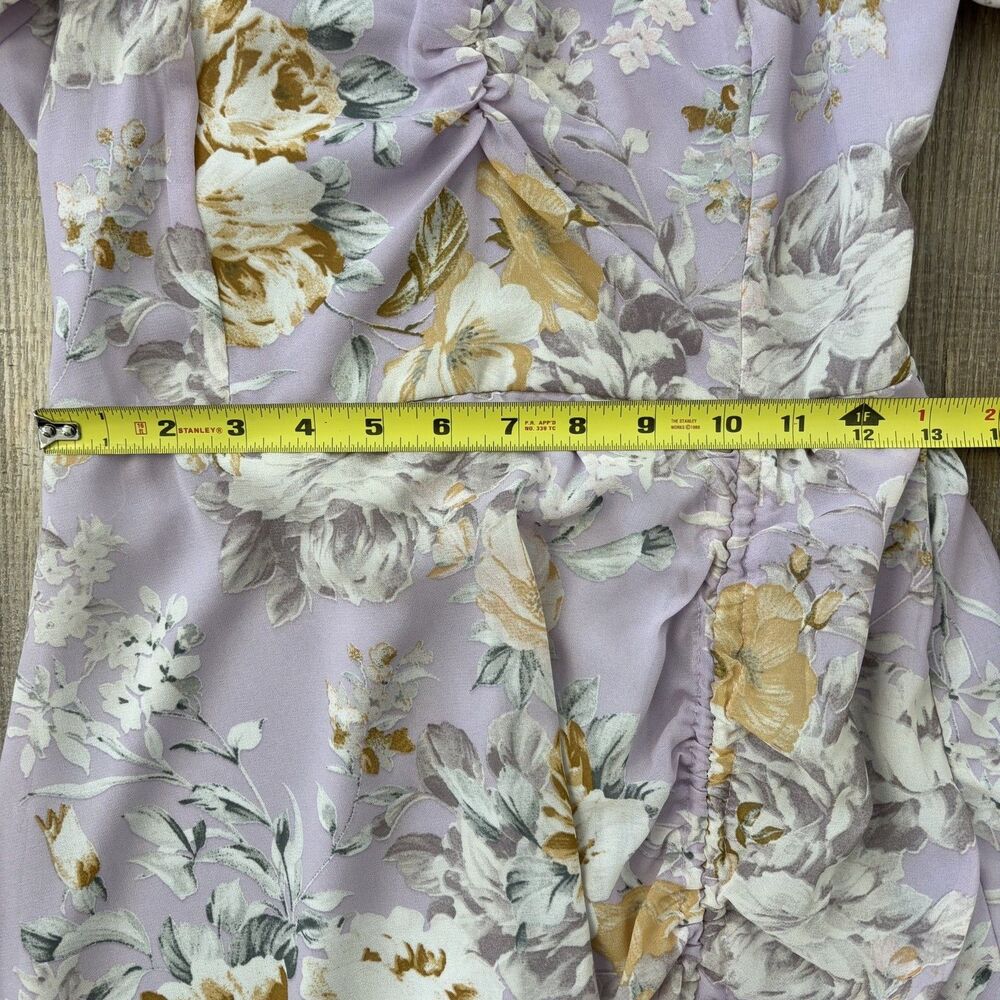 Floral Womens Mini Dress Pastel Lilac Size L Cottagecore Romantic Coquette Fairy - Picture 13 of 15